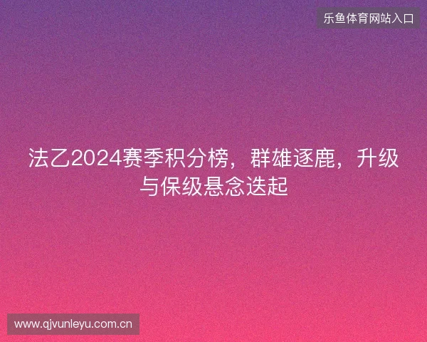 法乙2024赛季积分榜，群雄逐鹿，升级与保级悬念迭起